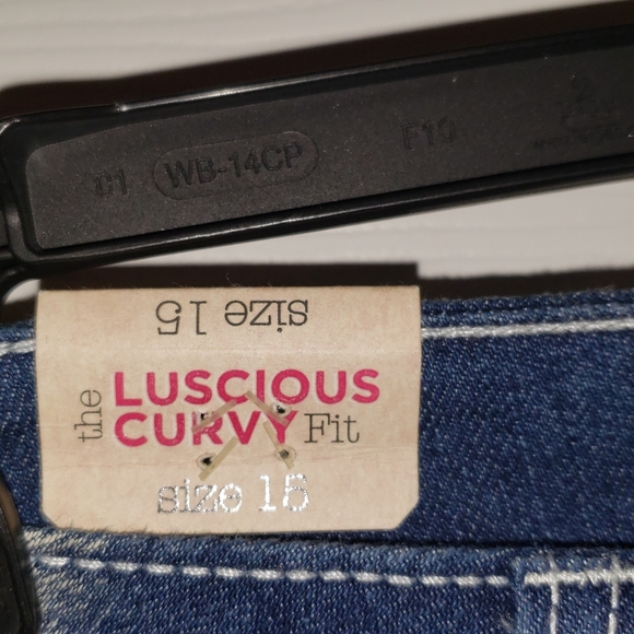 LUSCIOUS CURVY DENIM DELUXE WALLFLOWER JEAN SHORTS SIZE 15 - Picture 3 of 4